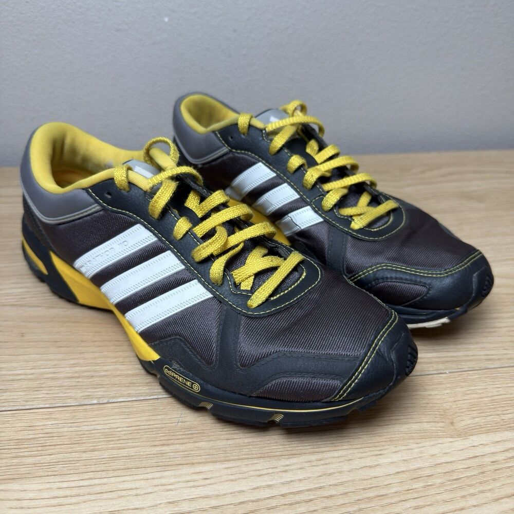 Adidas Marathon 10 Mens Shoes Size 8.5 Yellow Gray Running Workout Hawkeyes Iowa